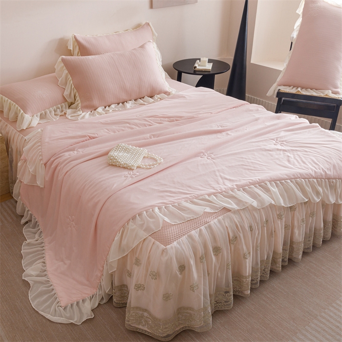 （总）好儿喜家纺 2025新款A类海洋丝凉感夏被夏凉被空调被豆豆席席子凉席床裙四件套--赫本系列