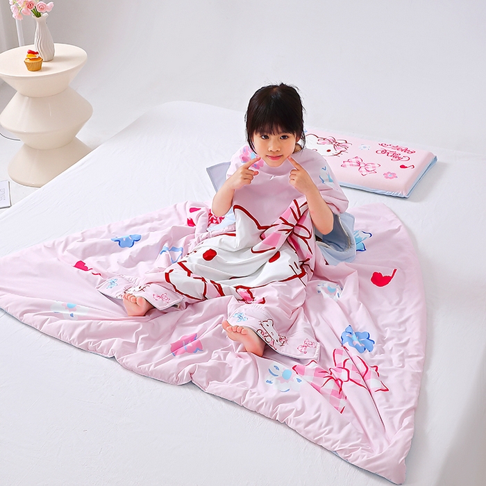 91家纺网 家纺一手货源 找家纺 八零年代 2025新款三丽鸥正版授权小凉皮蚕丝防踢被儿童空调房护肚夏被夏凉被凉感丝儿童被 小凉皮蚕丝防踢被 KT甜心