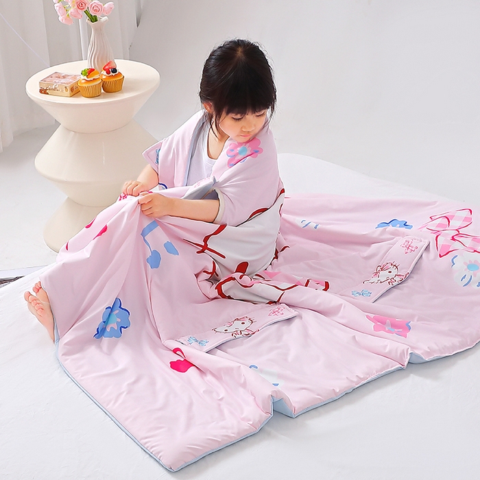 91家纺网 家纺一手货源 找家纺 八零年代 2025新款三丽鸥正版授权小凉皮蚕丝防踢被儿童空调房护肚夏被夏凉被凉感丝儿童被 小凉皮蚕丝防踢被 KT甜心