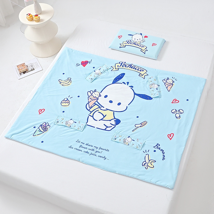 91家纺网 家纺一手货源 找家纺 八零年代 2025新款三丽鸥正版授权小凉皮蚕丝防踢被儿童空调房护肚夏被夏凉被凉感丝儿童被 小凉皮蚕丝防踢被 帕恰狗