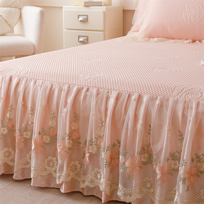 91家纺网 家纺一手货源 找家纺 （总）好儿喜家纺 2025新款A类海洋丝凉感夏被夏凉被空调被豆豆席席子凉席床裙四件套--花香系列