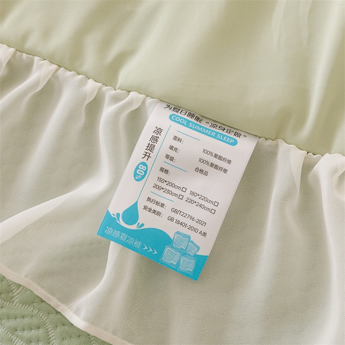 91家纺网 家纺一手货源 找家纺 好儿喜家纺 2025新款A类海洋丝凉感夏被夏凉被空调被豆豆席席子凉席床裙四件套--花香系列 花香-橄榄绿