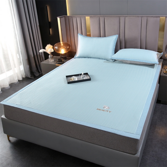 91家纺网 家纺一手货源 找家纺 （总）青雅席业 2025新款3D凉感豆豆爱心刺绣凉席