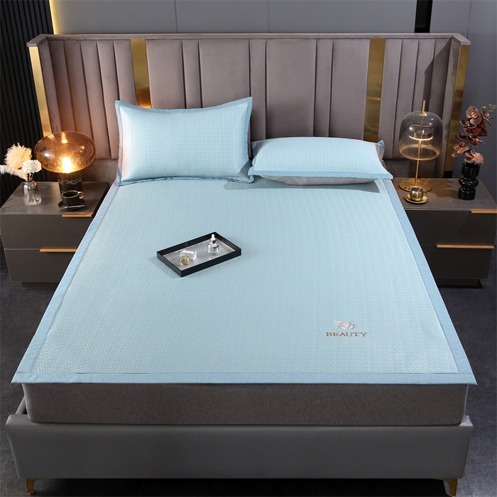 91家纺网 家纺一手货源 找家纺 （总）青雅席业 2025新款3D凉感豆豆爱心刺绣凉席