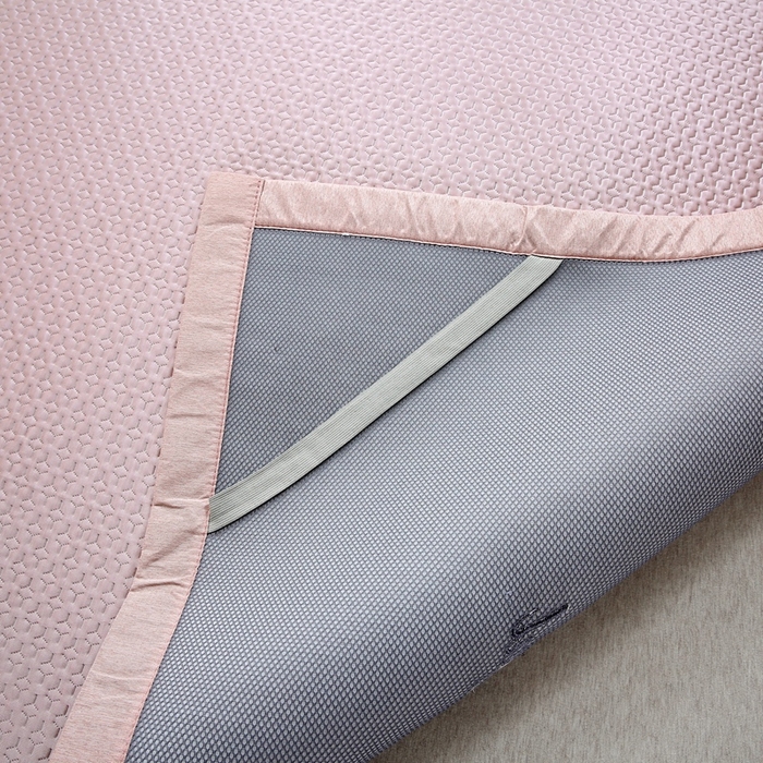 91家纺网 家纺一手货源 找家纺 青雅席业 2025新款3D凉感豆豆爱心刺绣凉席 爱心刺绣-粉