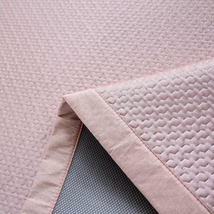 91家纺网 家纺一手货源 找家纺 青雅席业 2025新款3D凉感豆豆爱心刺绣凉席 爱心刺绣-粉