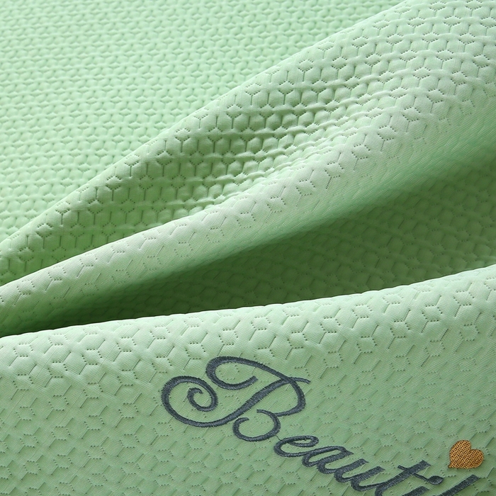 91家纺网 家纺一手货源 找家纺 青雅席业 2025新款3D凉感豆豆爱心刺绣凉席 爱心刺绣-绿