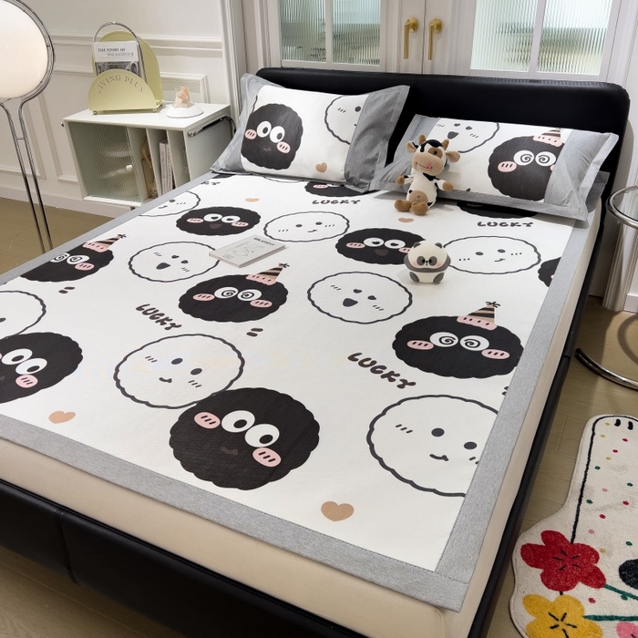 91家纺网 家纺一手货源 找家纺 水云缦 2025新款600D冰藤凉席冰丝席铺床款 铺床款-表情包