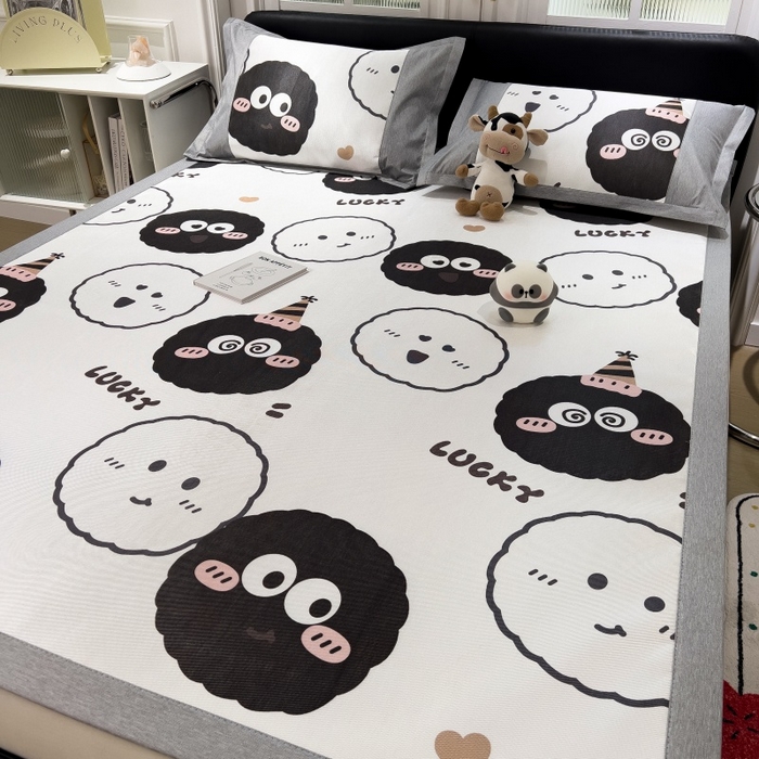 91家纺网 家纺一手货源 找家纺 水云缦 2025新款600D冰藤凉席冰丝席铺床款 铺床款-表情包