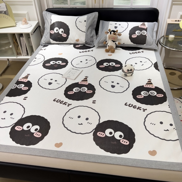 91家纺网 家纺一手货源 找家纺 水云缦 2025新款600D冰藤凉席冰丝席铺床款 铺床款-表情包