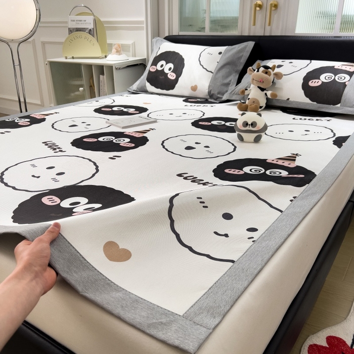 91家纺网 家纺一手货源 找家纺 水云缦 2025新款600D冰藤凉席冰丝席铺床款 铺床款-表情包