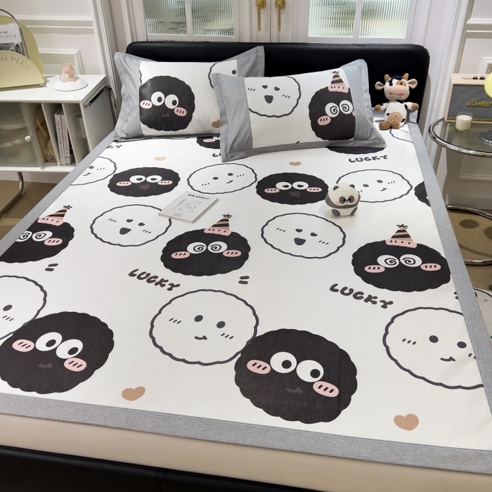 91家纺网 家纺一手货源 找家纺 水云缦 2025新款600D冰藤凉席冰丝席铺床款 铺床款-表情包