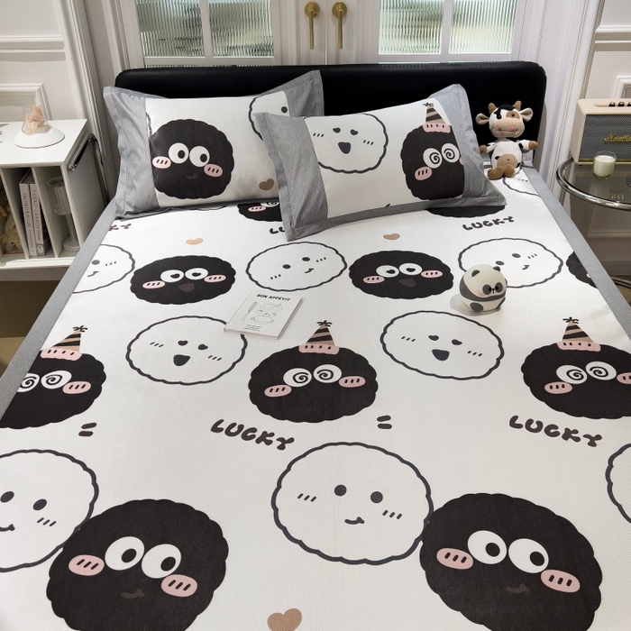 91家纺网 家纺一手货源 找家纺 水云缦 2025新款600D冰藤凉席冰丝席铺床款 铺床款-表情包