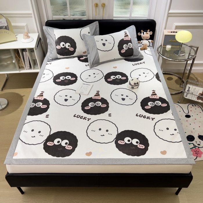 91家纺网 家纺一手货源 找家纺 水云缦 2025新款600D冰藤凉席冰丝席铺床款 铺床款-表情包