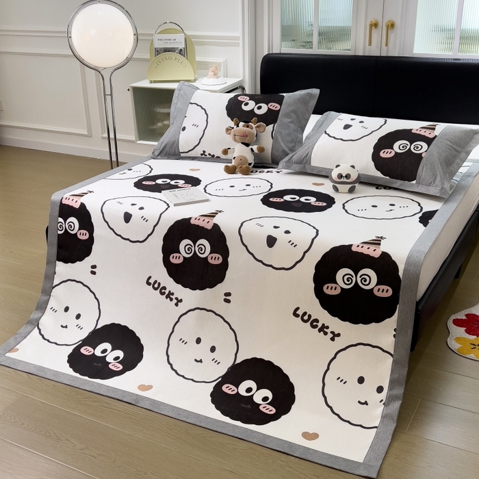 91家纺网 家纺一手货源 找家纺 水云缦 2025新款600D冰藤凉席冰丝席铺床款 铺床款-表情包