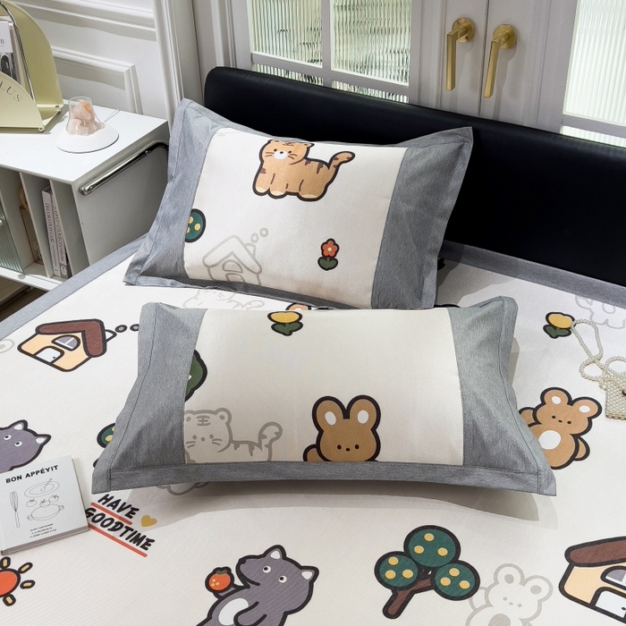 91家纺网 家纺一手货源 找家纺 水云缦 2025新款600D冰藤凉席冰丝席铺床款 铺床款-动物乐园