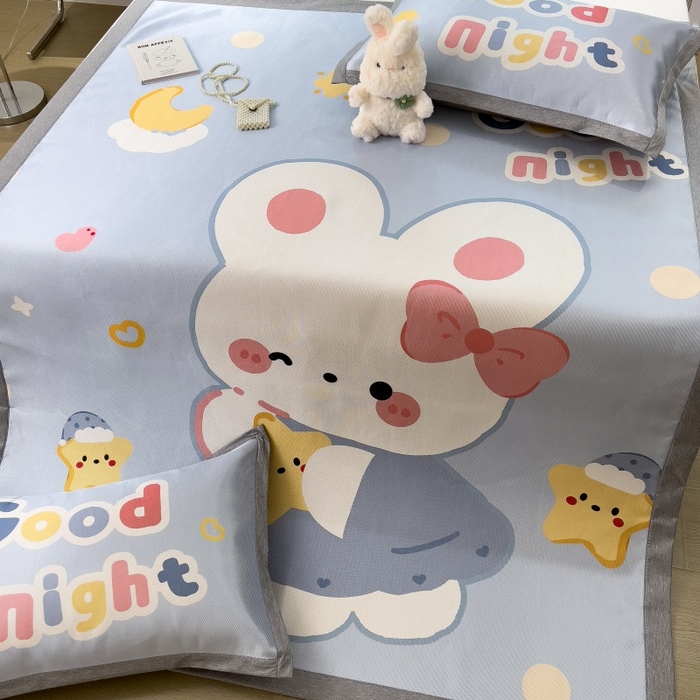 91家纺网 家纺一手货源 找家纺 水云缦 2025新款600D冰藤凉席冰丝席铺床款 铺床款-公主小兔