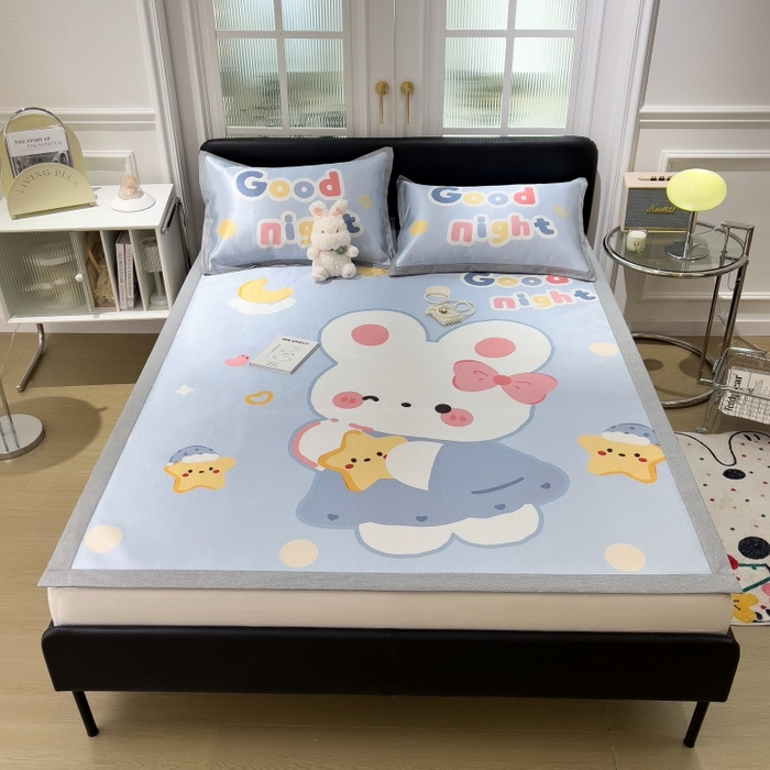 91家纺网 家纺一手货源 找家纺 水云缦 2025新款600D冰藤凉席冰丝席铺床款 铺床款-公主小兔