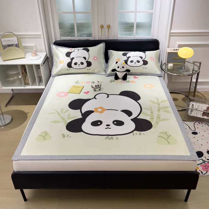 91家纺网 家纺一手货源 找家纺 水云缦 2025新款600D冰藤凉席冰丝席铺床款 铺床款-憨憨熊猫