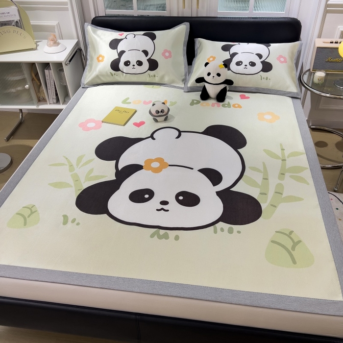 91家纺网 家纺一手货源 找家纺 水云缦 2025新款600D冰藤凉席冰丝席铺床款 铺床款-憨憨熊猫