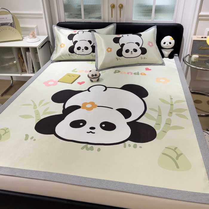 91家纺网 家纺一手货源 找家纺 水云缦 2025新款600D冰藤凉席冰丝席铺床款 铺床款-憨憨熊猫