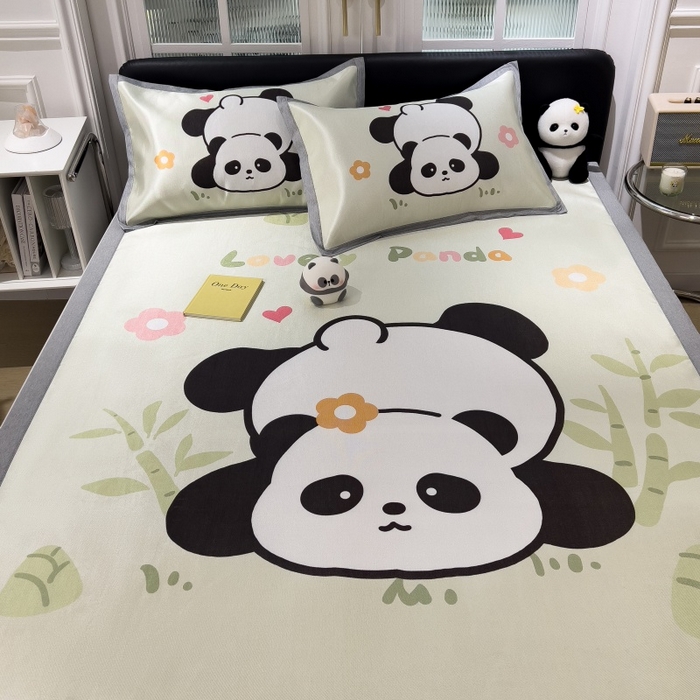 91家纺网 家纺一手货源 找家纺 水云缦 2025新款600D冰藤凉席冰丝席铺床款 铺床款-憨憨熊猫