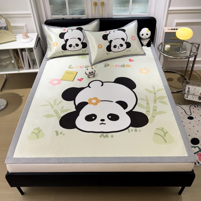 91家纺网 家纺一手货源 找家纺 水云缦 2025新款600D冰藤凉席冰丝席铺床款 铺床款-憨憨熊猫