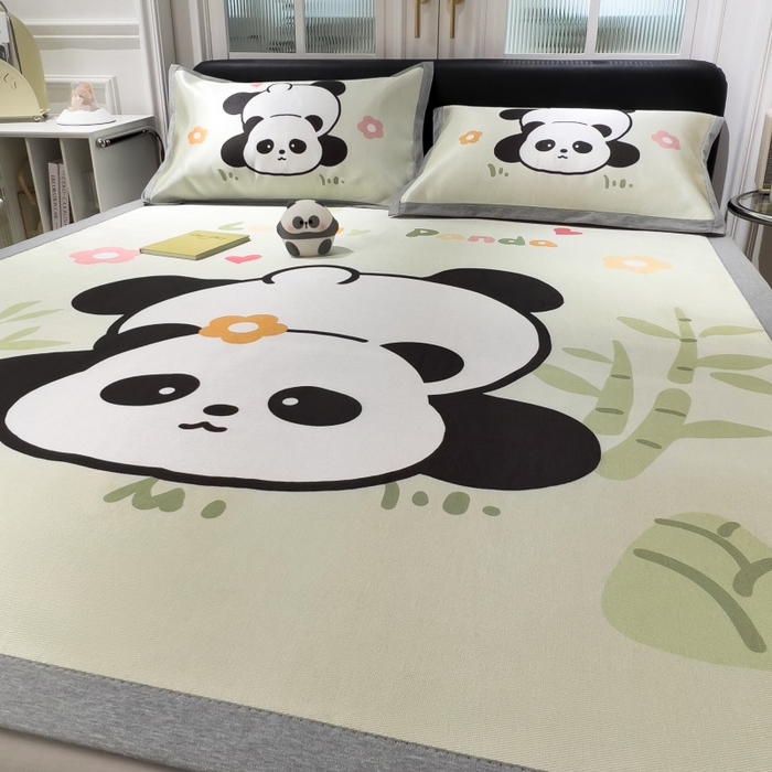 91家纺网 家纺一手货源 找家纺 水云缦 2025新款600D冰藤凉席冰丝席铺床款 铺床款-憨憨熊猫