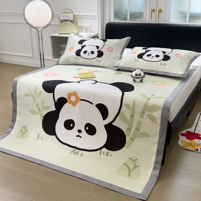 91家纺网 家纺一手货源 找家纺 水云缦 2025新款600D冰藤凉席冰丝席铺床款 铺床款-憨憨熊猫