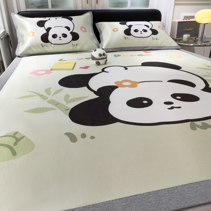 91家纺网 家纺一手货源 找家纺 水云缦 2025新款600D冰藤凉席冰丝席铺床款 铺床款-憨憨熊猫