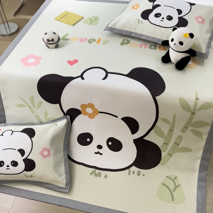 91家纺网 家纺一手货源 找家纺 水云缦 2025新款600D冰藤凉席冰丝席铺床款 铺床款-憨憨熊猫