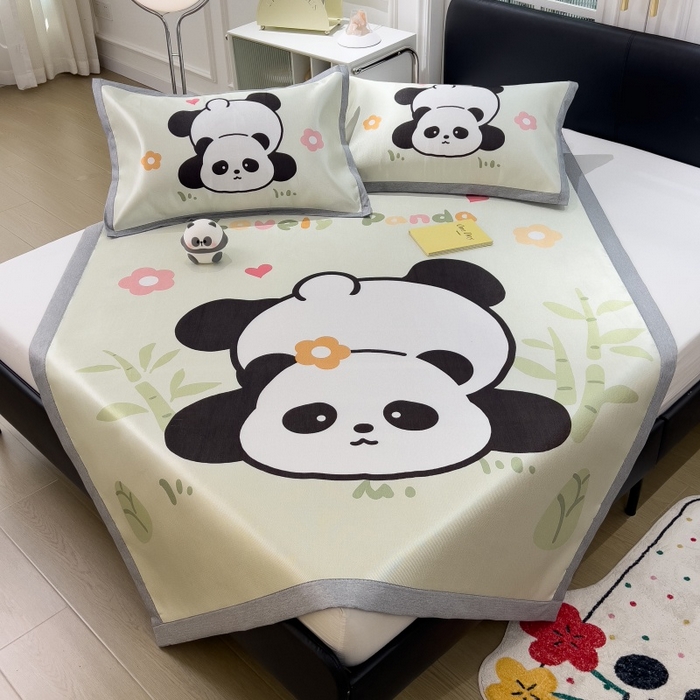 91家纺网 家纺一手货源 找家纺 水云缦 2025新款600D冰藤凉席冰丝席铺床款 铺床款-憨憨熊猫