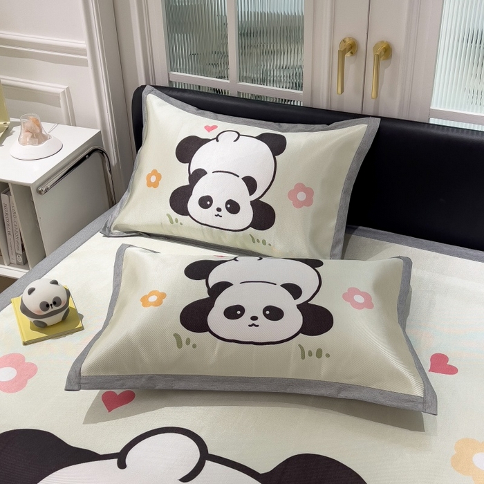 91家纺网 家纺一手货源 找家纺 水云缦 2025新款600D冰藤凉席冰丝席铺床款 铺床款-憨憨熊猫