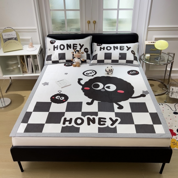 91家纺网 家纺一手货源 找家纺 水云缦 2025新款600D冰藤凉席冰丝席铺床款 铺床款-快乐煤球