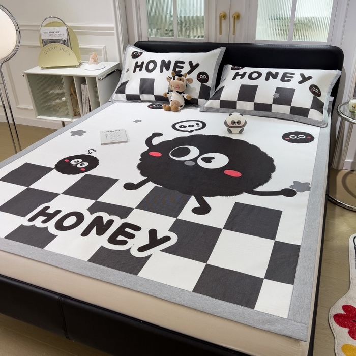 91家纺网 家纺一手货源 找家纺 水云缦 2025新款600D冰藤凉席冰丝席铺床款 铺床款-快乐煤球