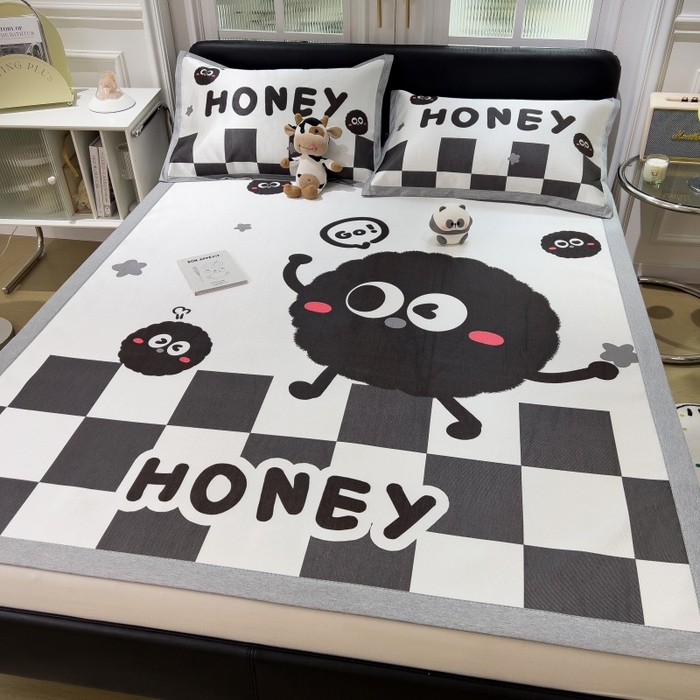 91家纺网 家纺一手货源 找家纺 水云缦 2025新款600D冰藤凉席冰丝席铺床款 铺床款-快乐煤球