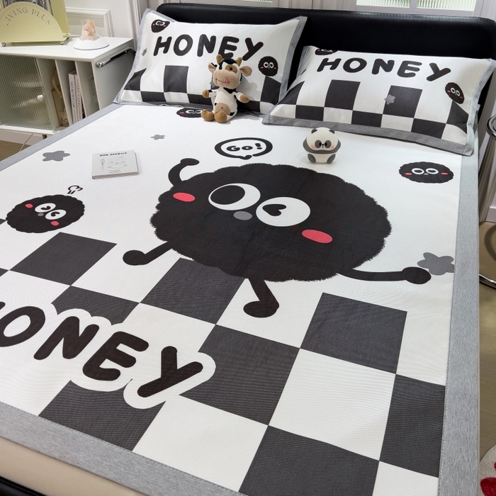 91家纺网 家纺一手货源 找家纺 水云缦 2025新款600D冰藤凉席冰丝席铺床款 铺床款-快乐煤球