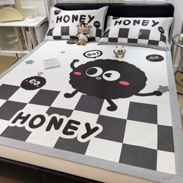 91家纺网 家纺一手货源 找家纺 水云缦 2025新款600D冰藤凉席冰丝席铺床款 铺床款-快乐煤球