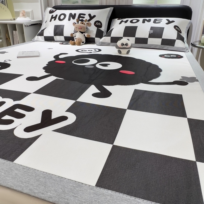 91家纺网 家纺一手货源 找家纺 水云缦 2025新款600D冰藤凉席冰丝席铺床款 铺床款-快乐煤球