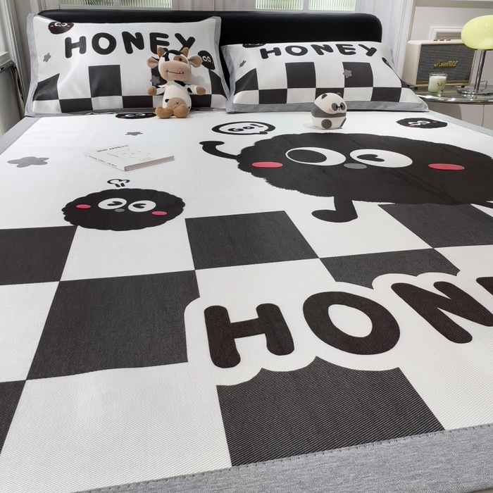 91家纺网 家纺一手货源 找家纺 水云缦 2025新款600D冰藤凉席冰丝席铺床款 铺床款-快乐煤球