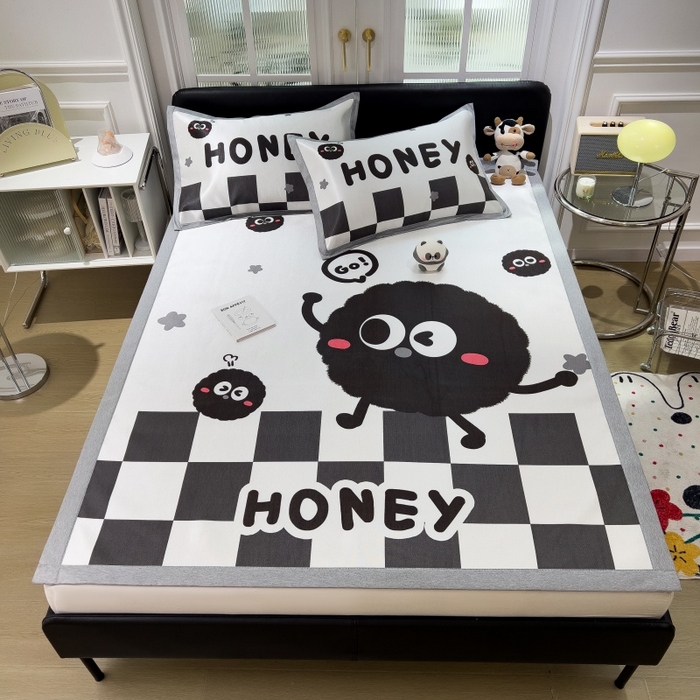 91家纺网 家纺一手货源 找家纺 水云缦 2025新款600D冰藤凉席冰丝席铺床款 铺床款-快乐煤球