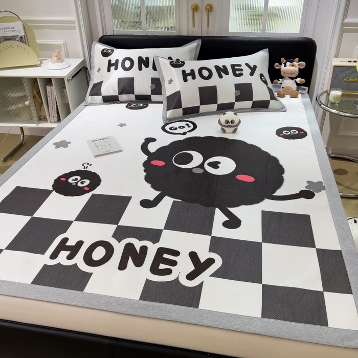 91家纺网 家纺一手货源 找家纺 水云缦 2025新款600D冰藤凉席冰丝席铺床款 铺床款-快乐煤球