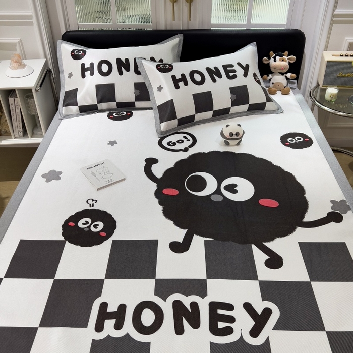 91家纺网 家纺一手货源 找家纺 水云缦 2025新款600D冰藤凉席冰丝席铺床款 铺床款-快乐煤球