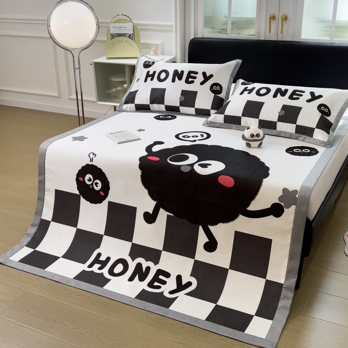 91家纺网 家纺一手货源 找家纺 水云缦 2025新款600D冰藤凉席冰丝席铺床款 铺床款-快乐煤球