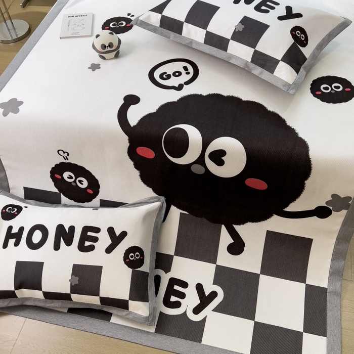 91家纺网 家纺一手货源 找家纺 水云缦 2025新款600D冰藤凉席冰丝席铺床款 铺床款-快乐煤球