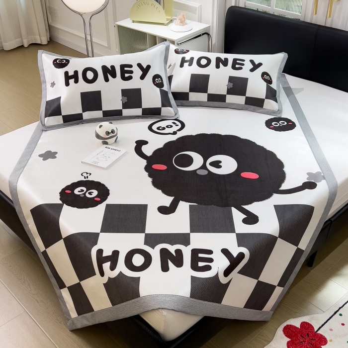 91家纺网 家纺一手货源 找家纺 水云缦 2025新款600D冰藤凉席冰丝席铺床款 铺床款-快乐煤球