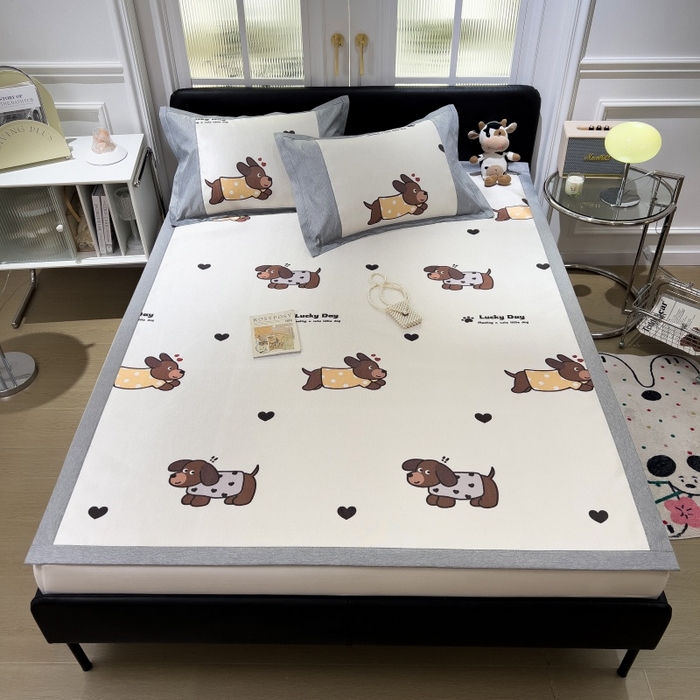 91家纺网 家纺一手货源 找家纺 水云缦 2025新款600D冰藤凉席冰丝席铺床款 铺床款-腊肠狗