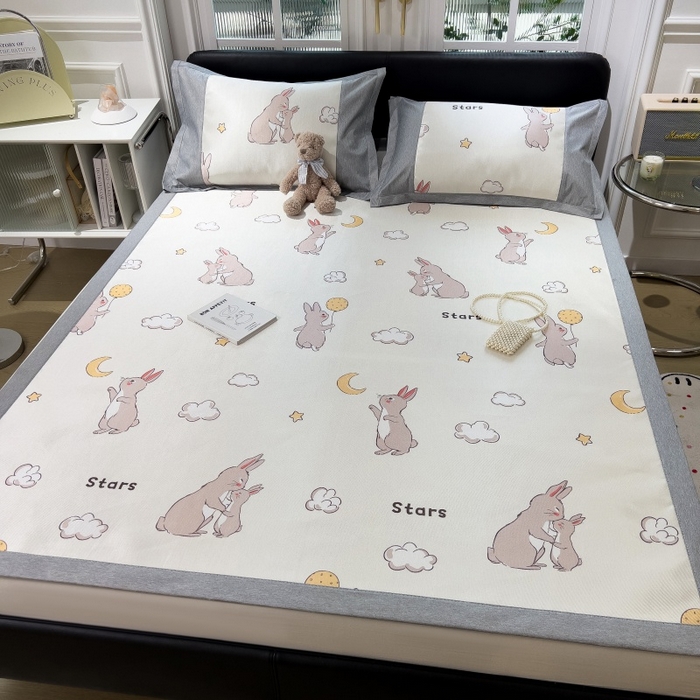 91家纺网 家纺一手货源 找家纺 水云缦 2025新款600D冰藤凉席冰丝席铺床款 铺床款-萌萌兔