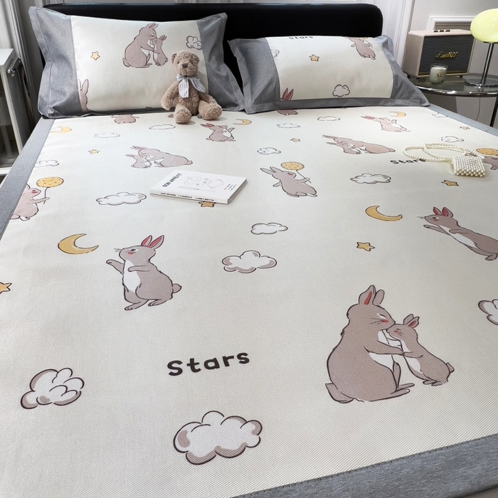 91家纺网 家纺一手货源 找家纺 水云缦 2025新款600D冰藤凉席冰丝席铺床款 铺床款-萌萌兔