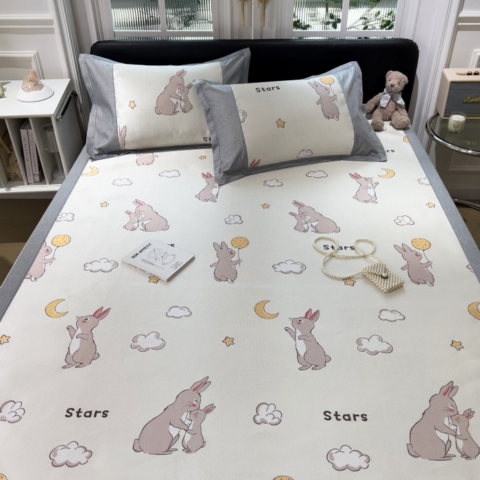 91家纺网 家纺一手货源 找家纺 水云缦 2025新款600D冰藤凉席冰丝席铺床款 铺床款-萌萌兔